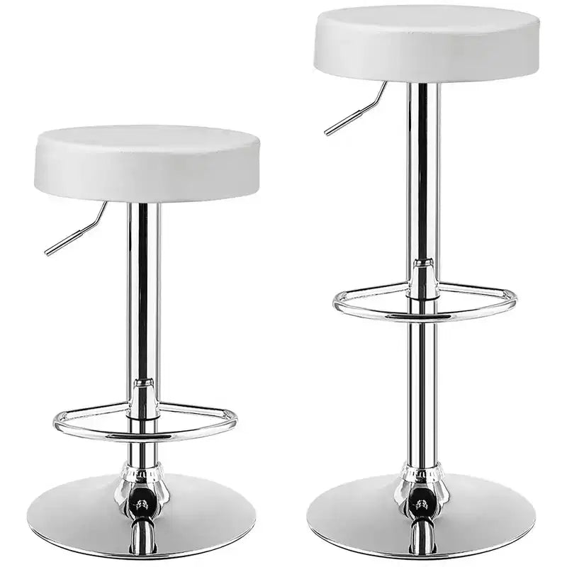 1 PC Round Bar Stool Adjustable Swivel Pub Chair U Leather with Footrest White\ Black\ Red