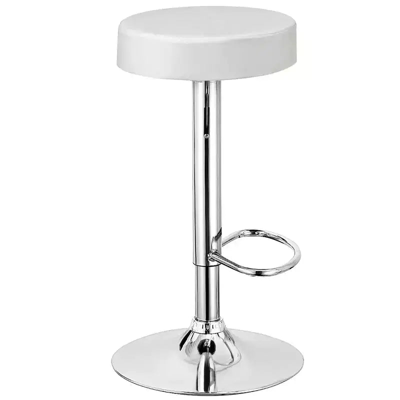 1 PC Round Bar Stool Adjustable Swivel Pub Chair U Leather with Footrest White\ Black\ Red