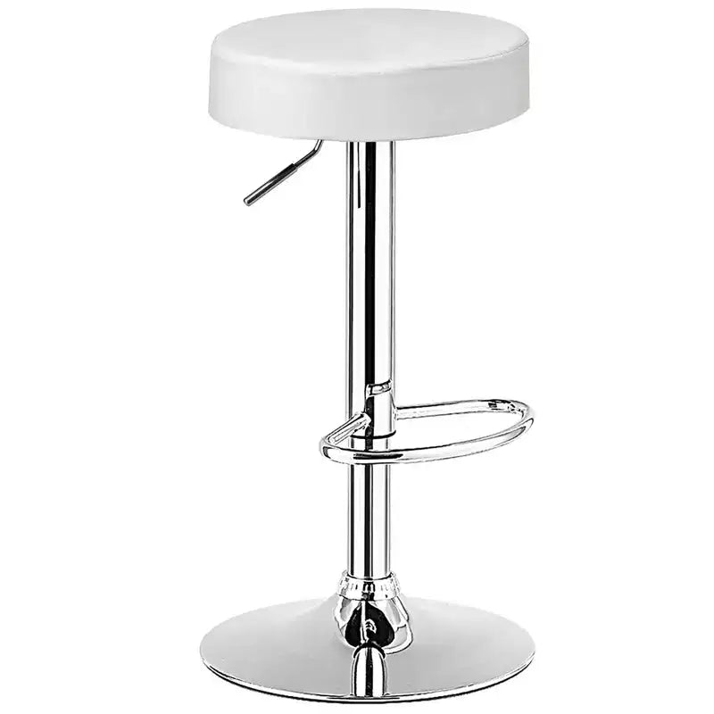 1 PC Round Bar Stool Adjustable Swivel Pub Chair U Leather with Footrest White\ Black\ Red