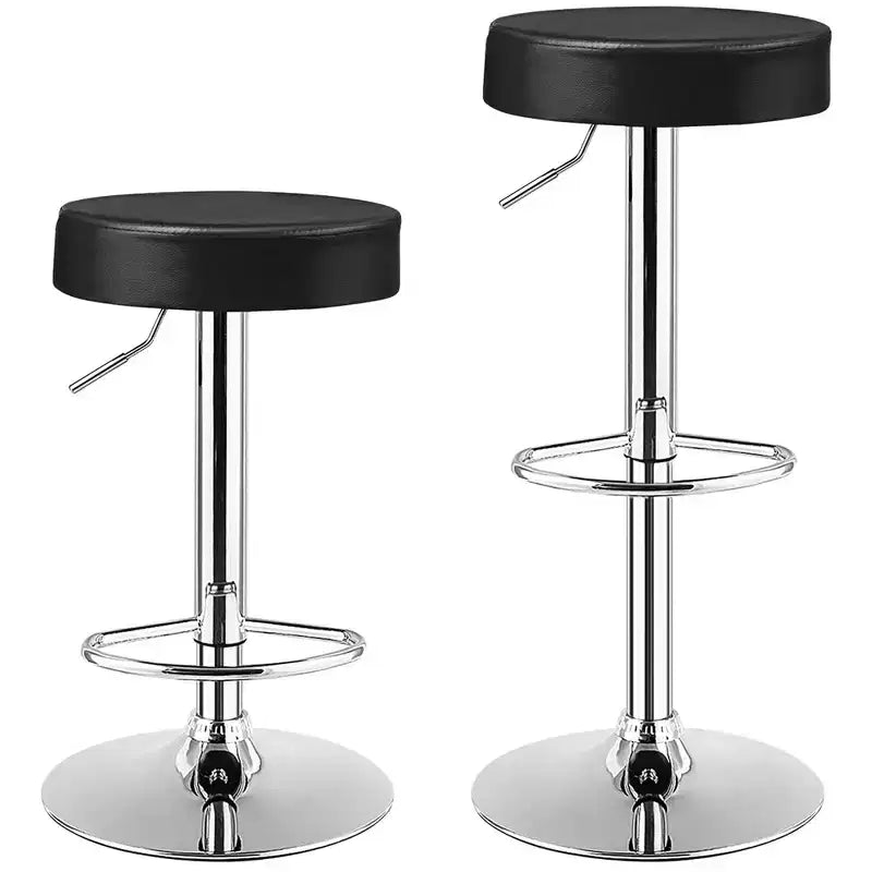 1 PC Round Bar Stool Adjustable Swivel Pub Chair U Leather with Footrest White\ Black\ Red