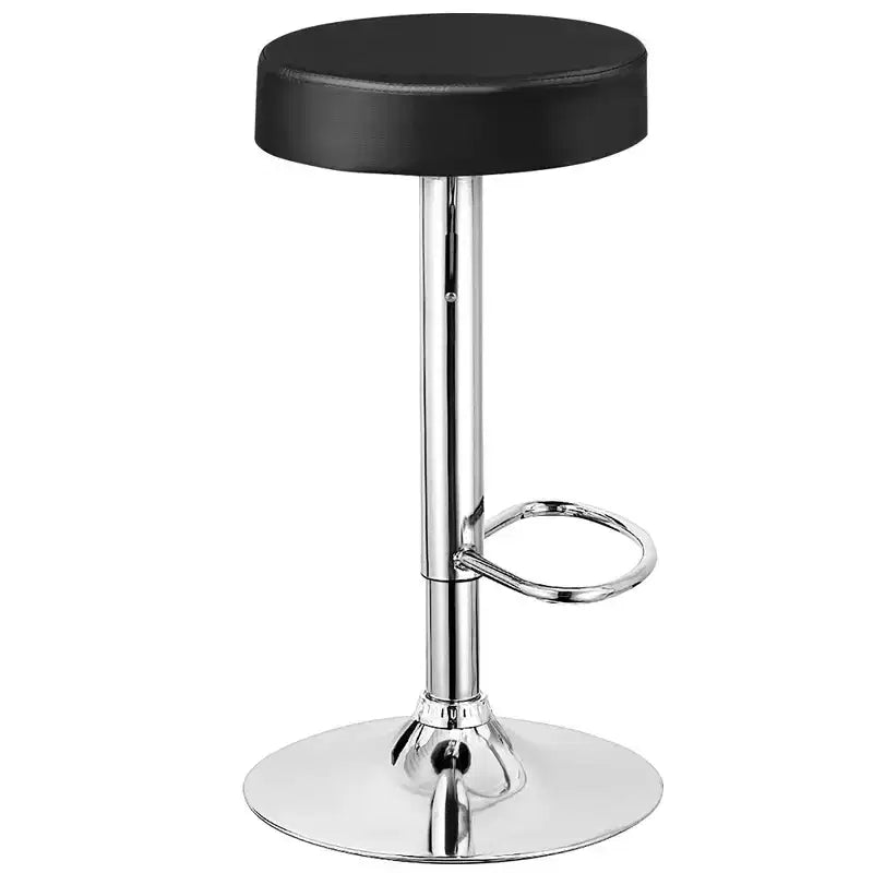1 PC Round Bar Stool Adjustable Swivel Pub Chair U Leather with Footrest White\ Black\ Red