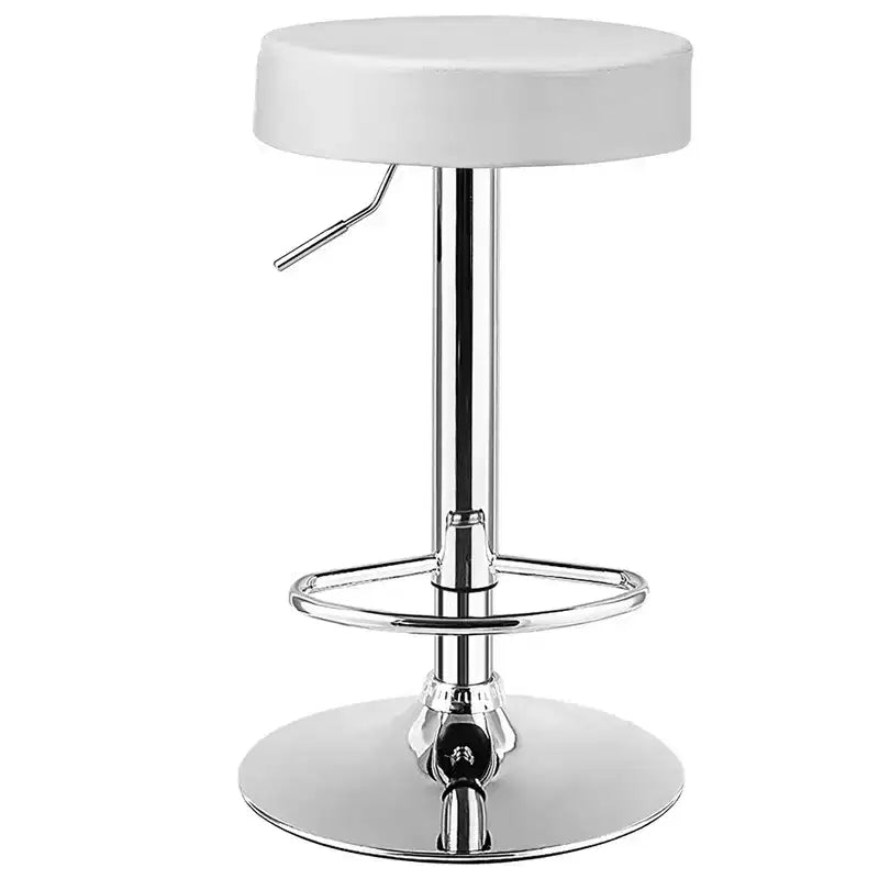 1 PC Round Bar Stool Adjustable Swivel Pub Chair U Leather with Footrest White\ Black\ Red