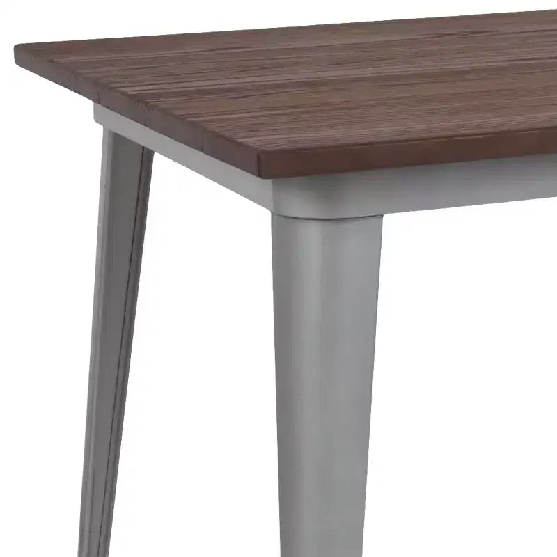 Rectangular Steel Frame Square Table With Wood Top