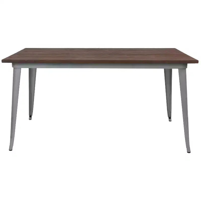 Rectangular Steel Frame Square Table With Wood Top