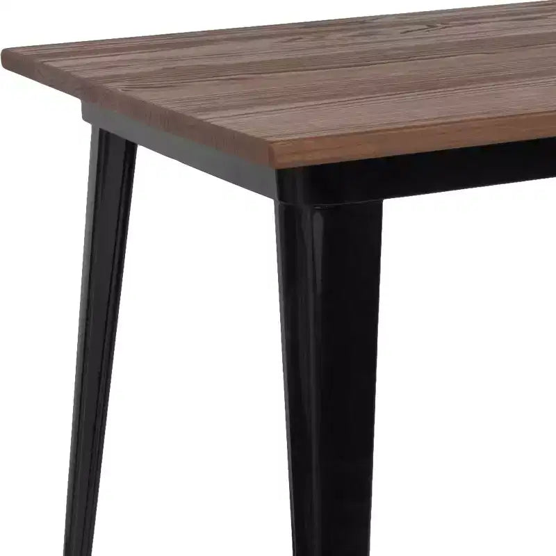 Rectangular Steel Frame Square Table With Wood Top