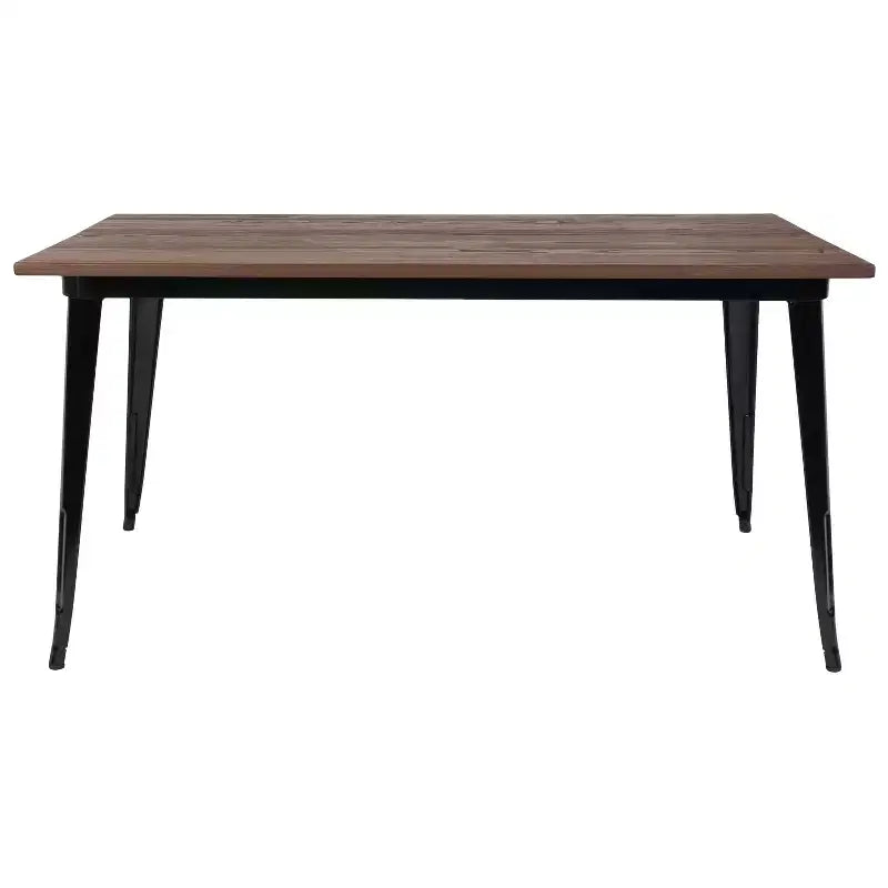 Rectangular Steel Frame Square Table With Wood Top