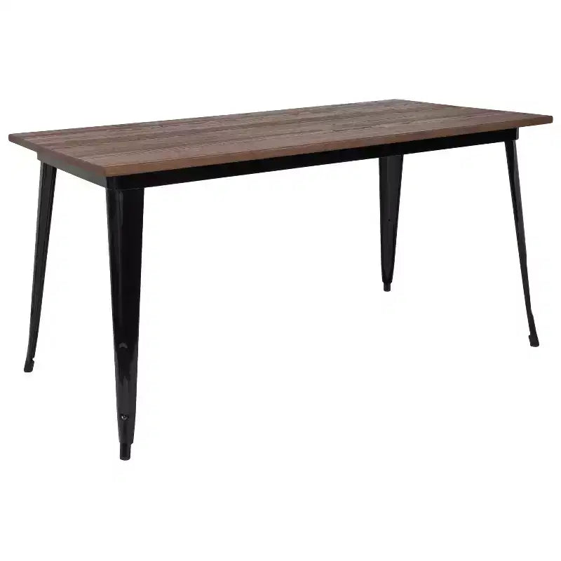 Rectangular Steel Frame Square Table With Wood Top