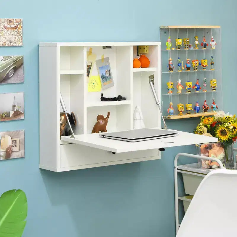 Wall-Mount Floating Desk Foldable Space Saving Laptop Workstation