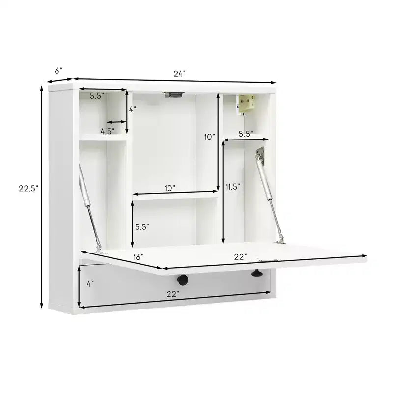Wall-Mount Floating Desk Foldable Space Saving Laptop Workstation