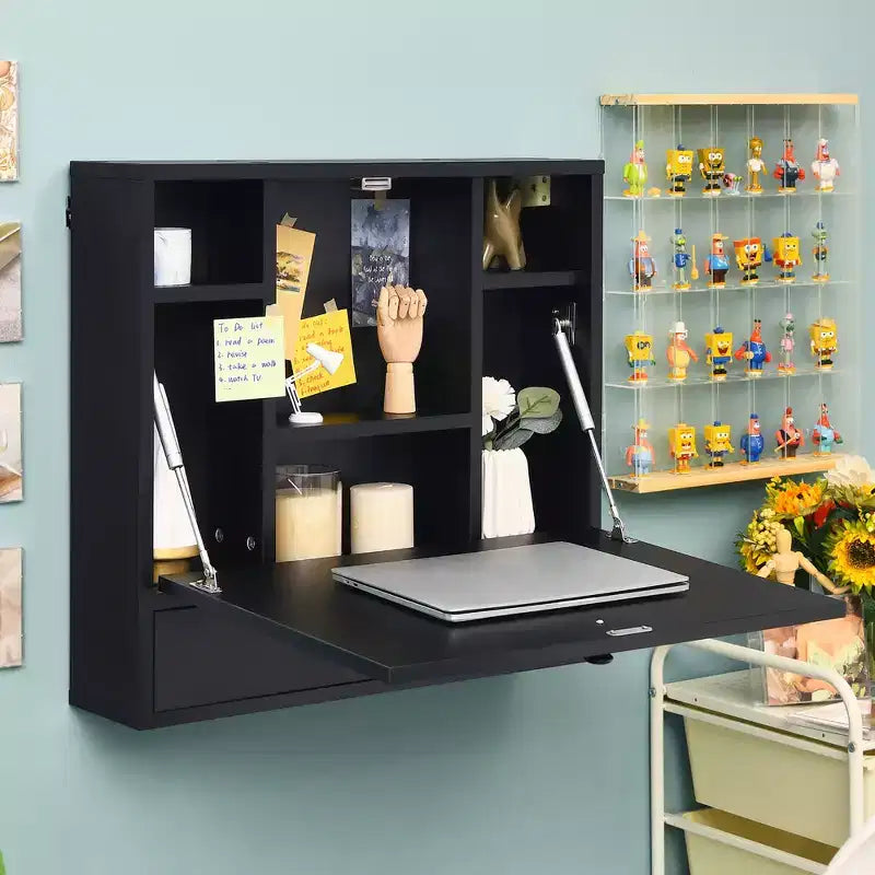 Wall-Mount Floating Desk Foldable Space Saving Laptop Workstation