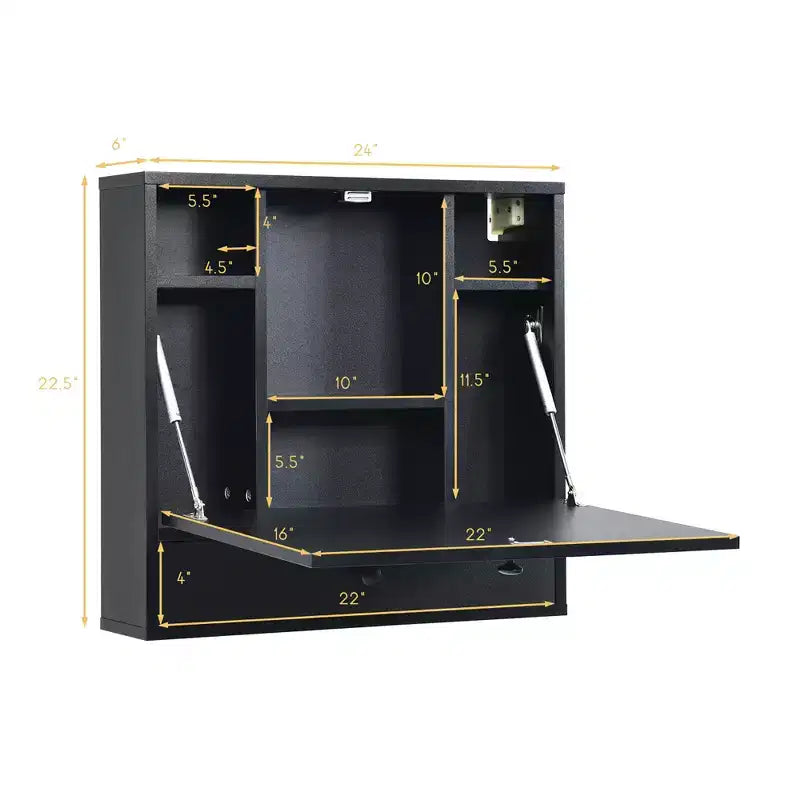 Wall-Mount Floating Desk Foldable Space Saving Laptop Workstation