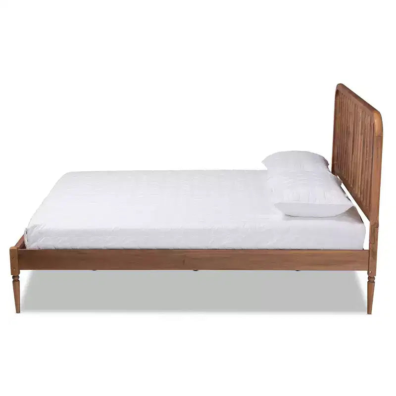 Wood Platform Bed Walnut Brown