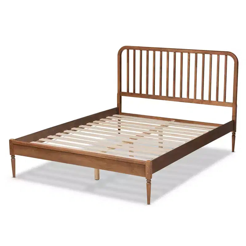 Wood Platform Bed Walnut Brown