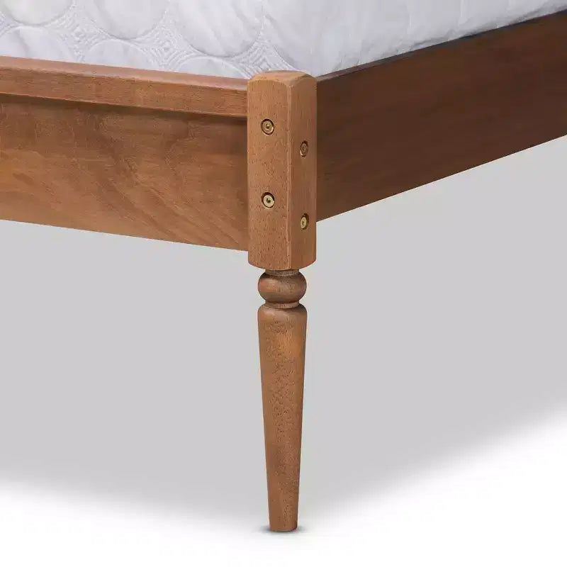 Wood Platform Bed Walnut Brown
