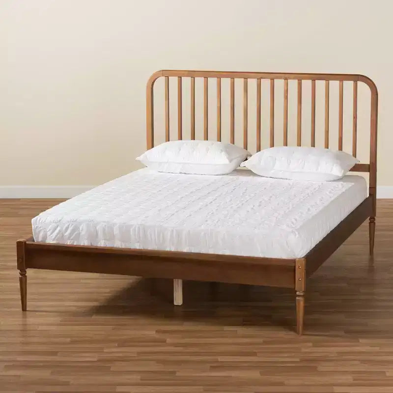 Wood Platform Bed Walnut Brown