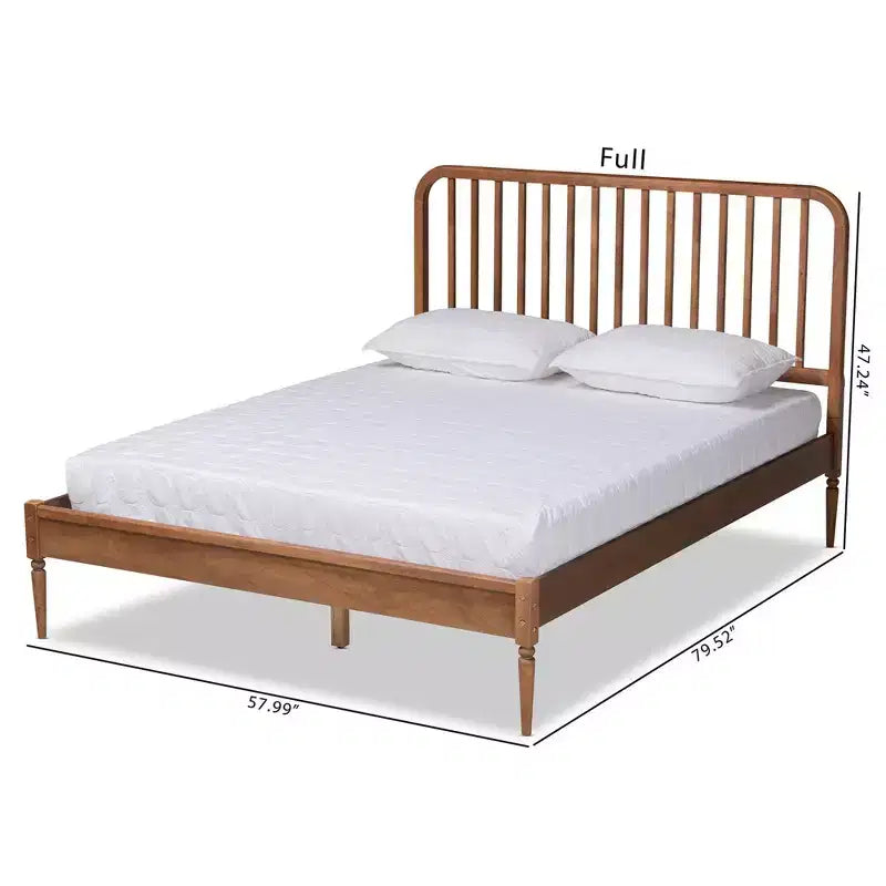 Wood Platform Bed Walnut Brown