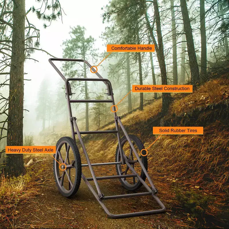 New Deer Cart Game Hauler Utility Gear Dolly Cart Hunting Accessories - 500 LB