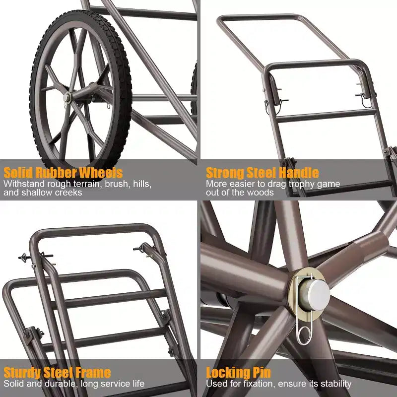 New Deer Cart Game Hauler Utility Gear Dolly Cart Hunting Accessories - 500 LB