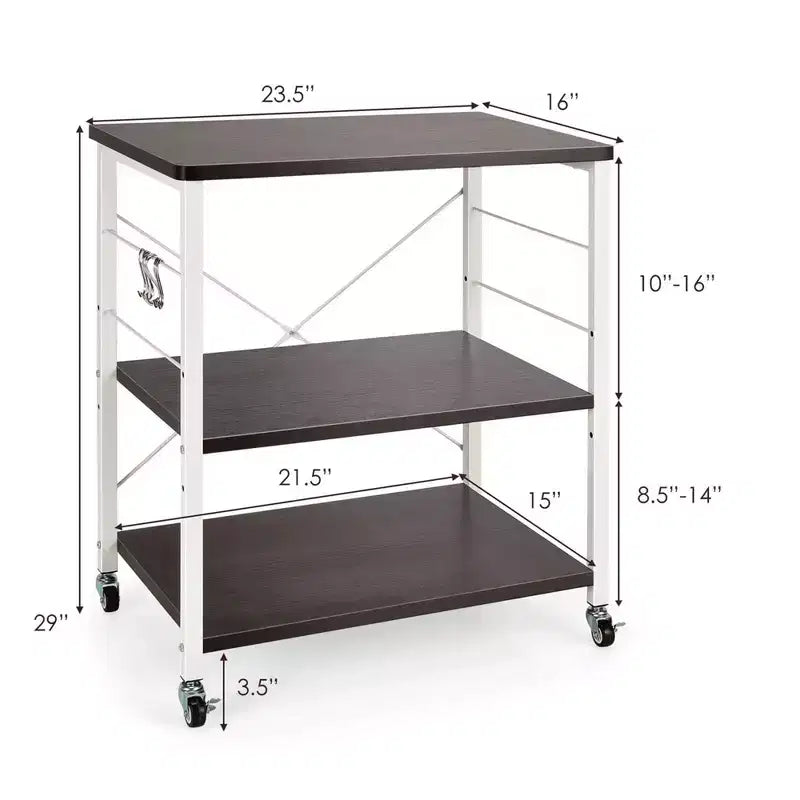 3-Tier Kitchen Baker's Rack Microwave Oven Storage Cart w/ Hook