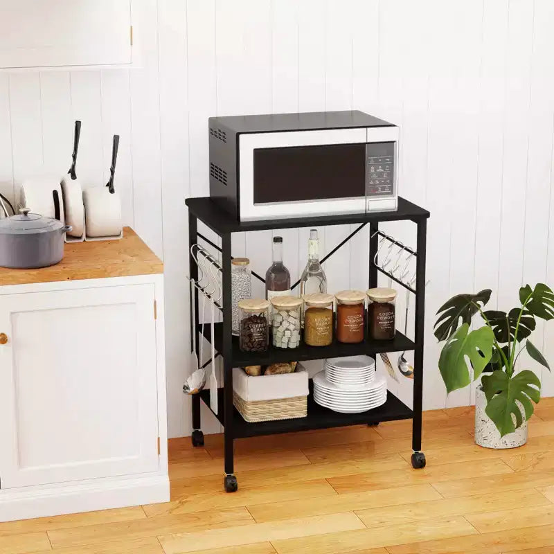 3-Tier Kitchen Baker's Rack Microwave Oven Storage Cart w/ Hook