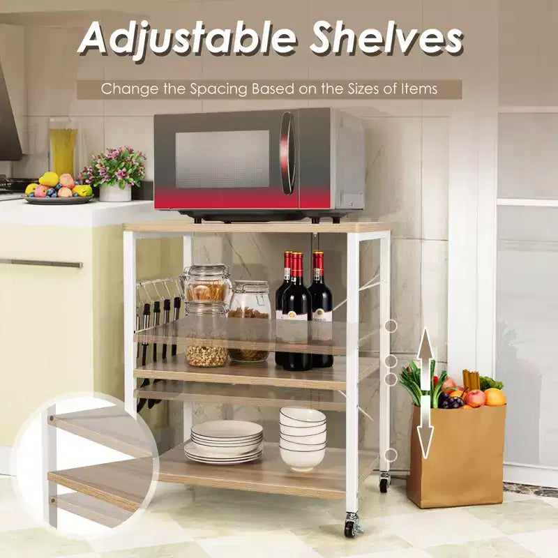 3-Tier Kitchen Baker's Rack Microwave Oven Storage Cart w/ Hook