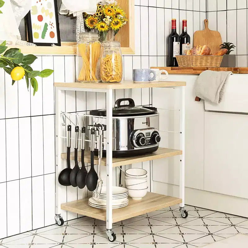 3-Tier Kitchen Baker's Rack Microwave Oven Storage Cart w/ Hook