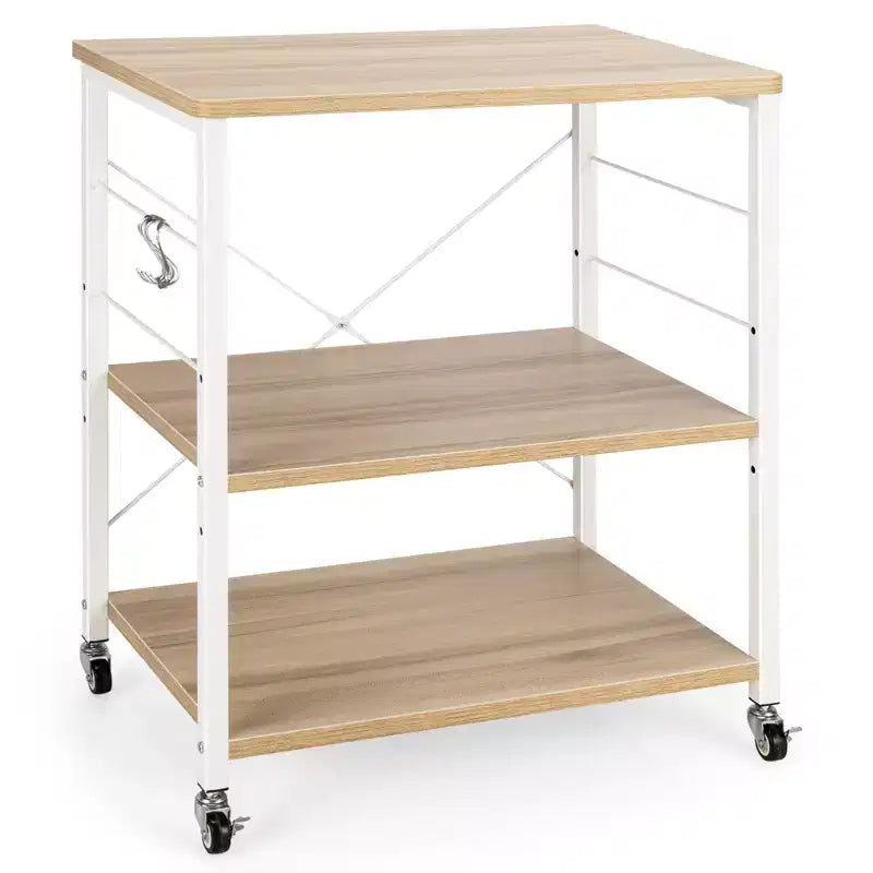 3-Tier Kitchen Baker's Rack Microwave Oven Storage Cart w/ Hook