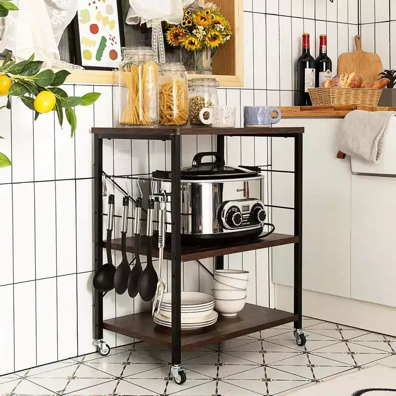 3-Tier Kitchen Baker's Rack Microwave Oven Storage Cart w/ Hook
