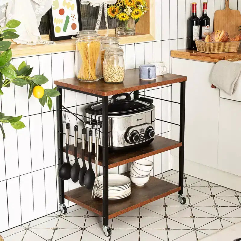 3-Tier Kitchen Baker's Rack Microwave Oven Storage Cart w/ Hook