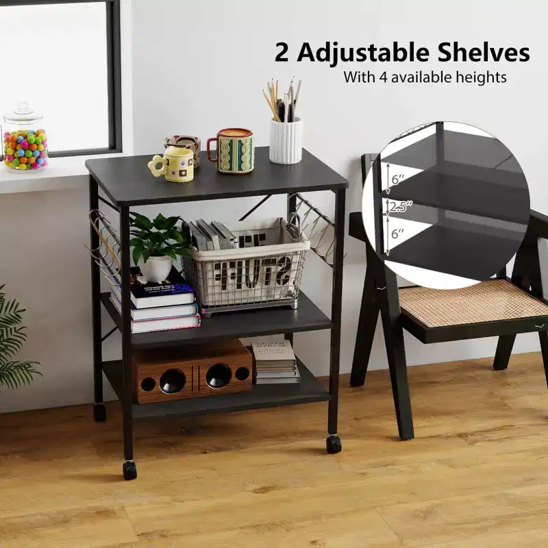 3-Tier Kitchen Baker's Rack Microwave Oven Storage Cart w/ Hook