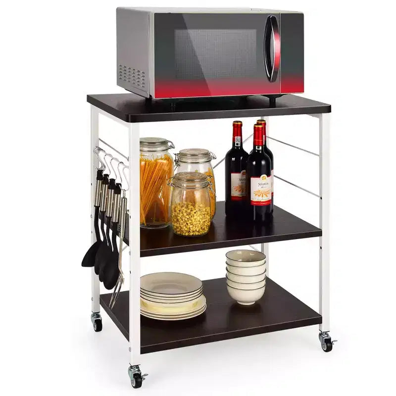 3-Tier Kitchen Baker's Rack Microwave Oven Storage Cart w/ Hook