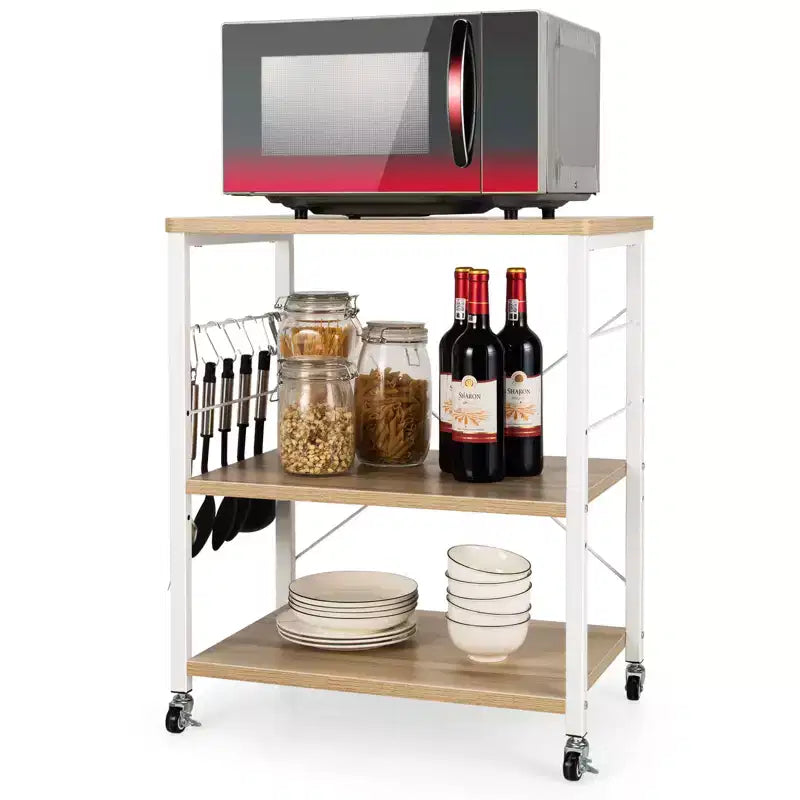 3-Tier Kitchen Baker's Rack Microwave Oven Storage Cart w/ Hook