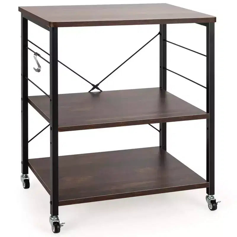 3-Tier Kitchen Baker's Rack Microwave Oven Storage Cart w/ Hook