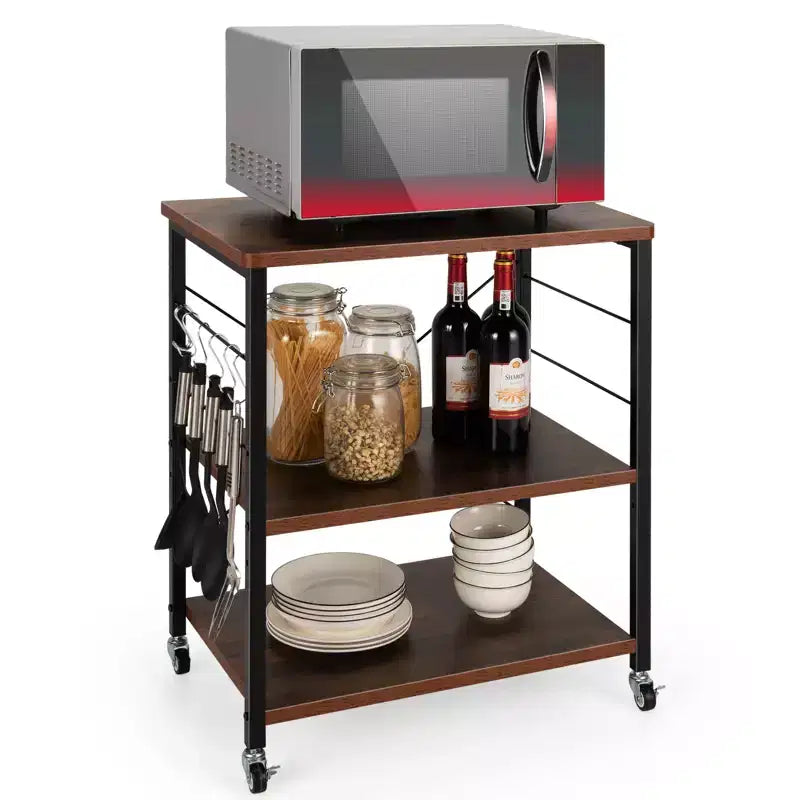 3-Tier Kitchen Baker's Rack Microwave Oven Storage Cart w/ Hook