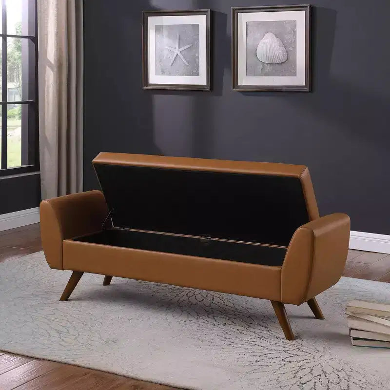 Modern Storage Bench with Wood Legs