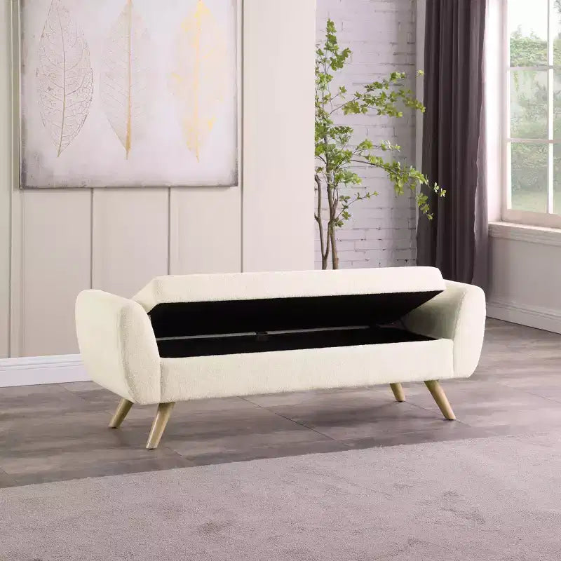 Modern Storage Bench with Wood Legs