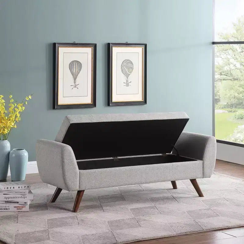 Modern Storage Bench with Wood Legs