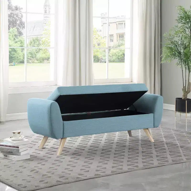 Modern Storage Bench with Wood Legs