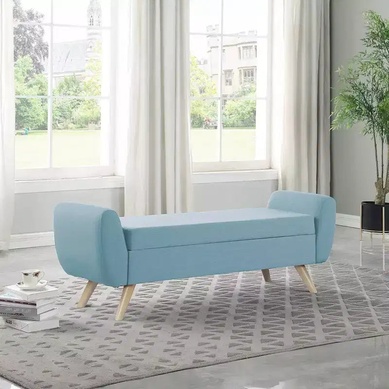 Modern Storage Bench with Wood Legs
