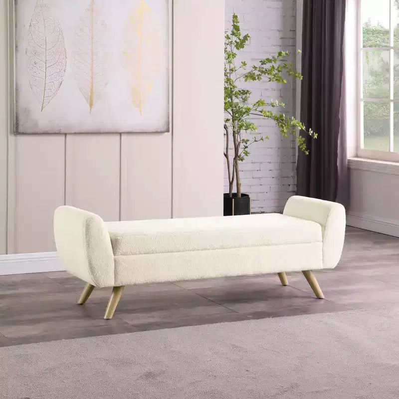 Modern Storage Bench with Wood Legs