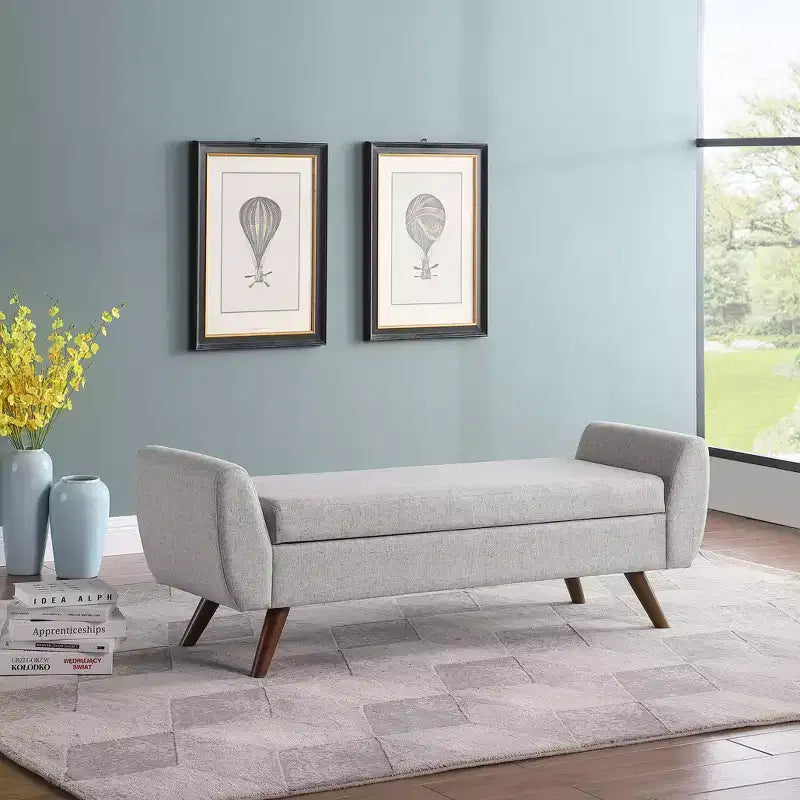 Modern Storage Bench with Wood Legs