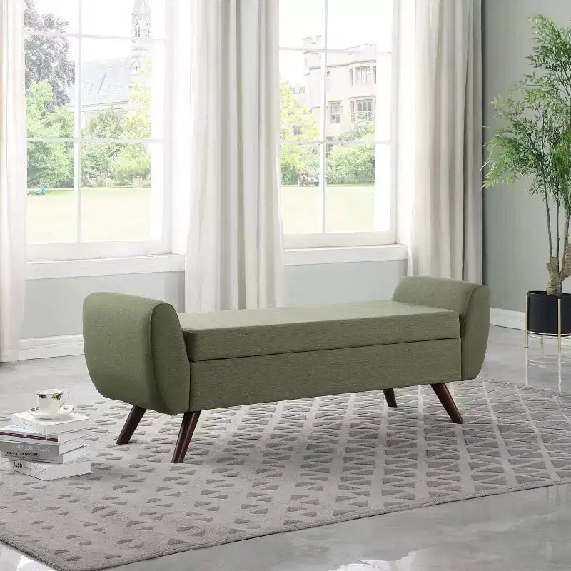 Modern Storage Bench with Wood Legs