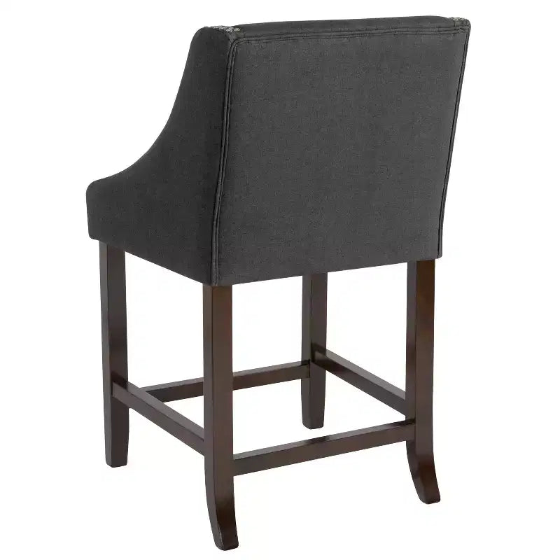 2 Pk. 24 High Transitional Walnut Counter Height Stool with Accent Nail Trim