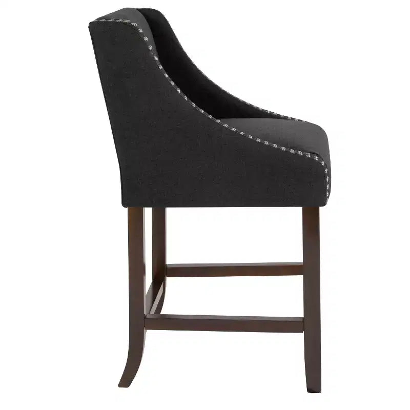 2 Pk. 24 High Transitional Walnut Counter Height Stool with Accent Nail Trim