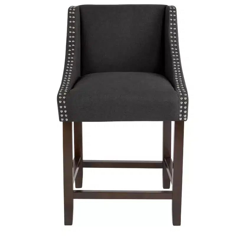 2 Pk. 24 High Transitional Walnut Counter Height Stool with Accent Nail Trim