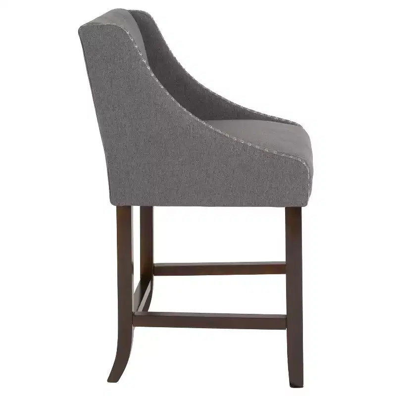 2 Pk. 24 High Transitional Walnut Counter Height Stool with Accent Nail Trim