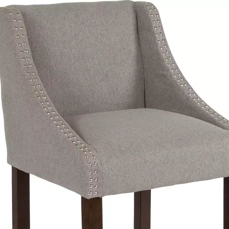 2 Pk. 24 High Transitional Walnut Counter Height Stool with Accent Nail Trim