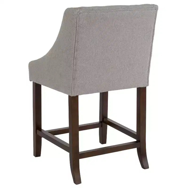 2 Pk. 24 High Transitional Walnut Counter Height Stool with Accent Nail Trim