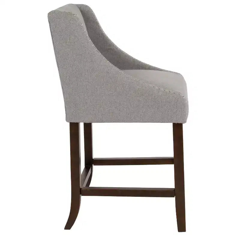 2 Pk. 24 High Transitional Walnut Counter Height Stool with Accent Nail Trim