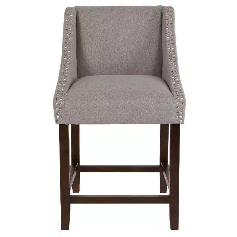 2 Pk. 24 High Transitional Walnut Counter Height Stool with Accent Nail Trim